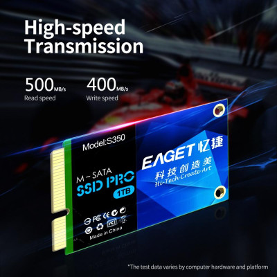 EAGET S350 SSD M-SATA Solid State Drive High Speed Transmission Compact Slient Shockproof SSD for PC Laptop 1TB