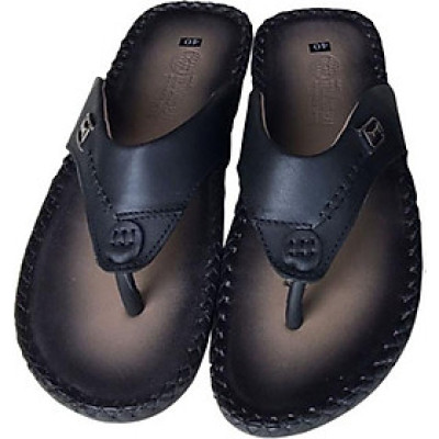 Dép nam xỏ ngón Trường Hải da bò thật cao cấp mềm mại đế âm mặt đế cao su không trơn  THXN074