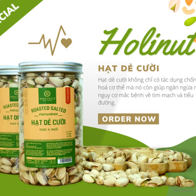 Hạt dẻ cười rang muối, Không Tẩy Trắng, Bùi giòn, Thơm ngon - nhập khẩu Mỹ chính ngạch Thương Hiệu Holinut/  500gram