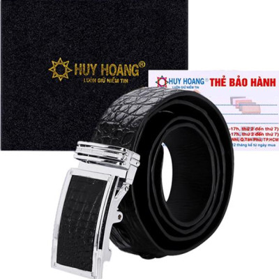 Thắt Lưng Nam Da Cá Sấu Gai Đuôi Bản Lớn Huy Hoàng HT4721 - Đen