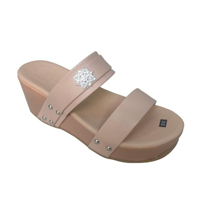 Dép Nữ Quai Ngang Đế Xuồng Da Bò Thật TiTi ĐÔ Cao Cấp 7cm DNU2125d
