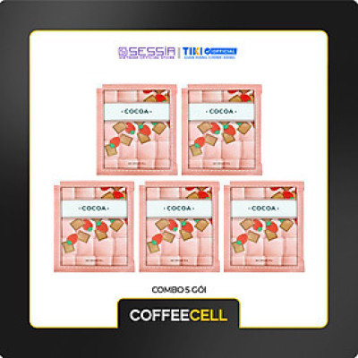 Combo 5 Gói Cacao và Dâu Tây Với Nhân Sâm Trắng Thượng Hạng COFFEECELL (5 gói x 15g) - Vị Đậm Đà, Hương Sảng Khoái - Hàng Chính Hãng