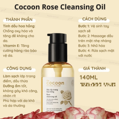 Dầu tẩy trang hoa hồng Cocoon 140ml