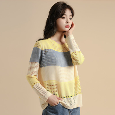 Áo len kẻ ngang cổ tròn nữ tính Haint Boutique