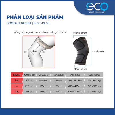 Băng gối, bó gối thể thao đàn hồi GF518K GoodFit chính hãng
