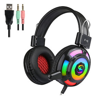 Tai nghe có dây KUBITE Tai nghe chơi game với ánh sáng RGB Điều khiển dây giao diện siêu rực rỡ với micrô 