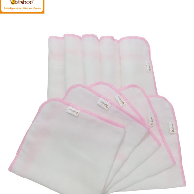Set 10 Khăn gạc sơ sinh G10 nhỏ vắt sổ BABIBOO - BK01