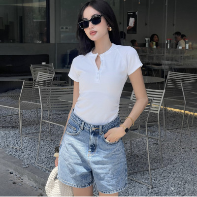 Quần short jean nữ lưng cao regular fit Aaa Jeans Royal Blue