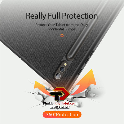 Bao da dành cho Samsung Galaxy Tab S10+ Plus, S10 Ultra, S9, S9 FE, Tab S9+ Plus, Tab S9 Ultra chính hãng Dux Ducis Domo có ngăn đựng bút, chống sốc - Hàng chính hãng 