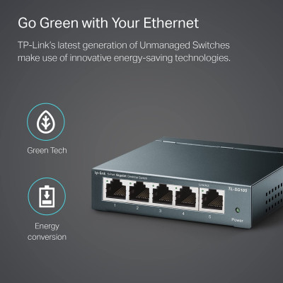 Switch TP-Link TL-SG105 Gigabit Hàng Chính Hãng - 5 cổng RJ45 10/100/1000Mbps, Vỏ Kim Loại