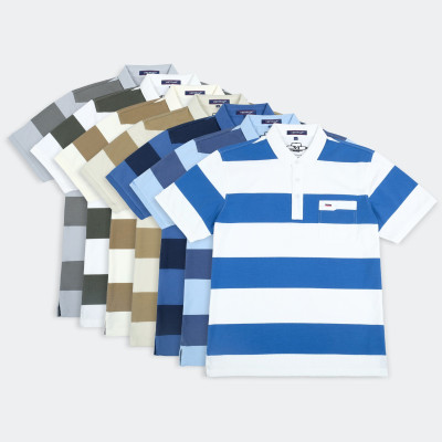 Áo Polo Nam VIỆT PHÁP Form Luxury -  Thun Cây Dù Sọc Túi, lịch lãm, sang trọng 22812