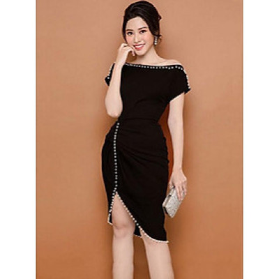 ĐẦM CỔ RỘNG LAI XÉO ĐÍNH HẠT BẸT