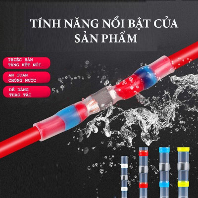 Bộ 50 Đầu Nối Dây Điện, Cút Nối Dây Điện Tự Hàn, Chống Nước, Trong Suốt Tiện Dụng 
