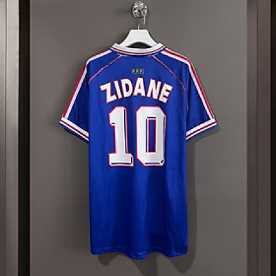 Áo Bóng Đá Retro Tuyển Pháp 1998 - Sân Nhà In Tên Zidane Số 10 bản cao cấp vải Cotton Polyester