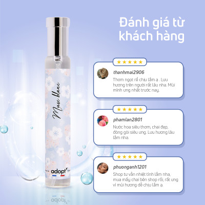 Adopt nước hoa pháp,nước hoa unisex hương thơm dễ chịu ngọt ngào tươi mát musc blanc dung tích 30ml