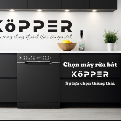 Máy rửa bát 16 bộ Kopper KP16SERIE8 - Công nghệ sấy PTC + UV Hàng Chính Hãng