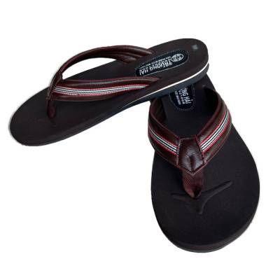 Dép kẹp nam da bò phối vải dù Trường Hải có 2 màu  thời trang KN120X