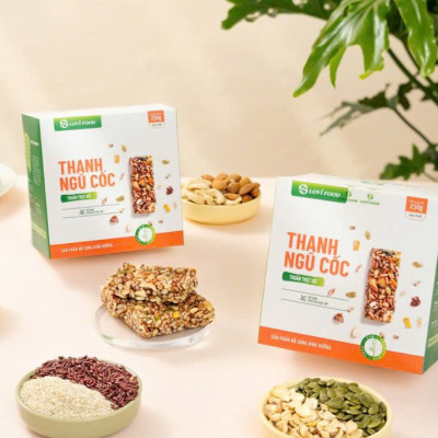 Thanh Ngũ Cốc Thuần Thực Vật Lovifood 250g (10 gói x 25g) - Cung Cấp Vitamin và Khoáng Chất, Giúp Cân Đối Dinh Dưỡng, Tốt Cho Sức Khỏe, Bổ Sung Chất Đạm và Chất Xơ, Tốt Cho Tim Mạch, Huyết Áp - Người Ăn Kiêng, Ăn chay, Giảm Cân, Tiểu Đường
