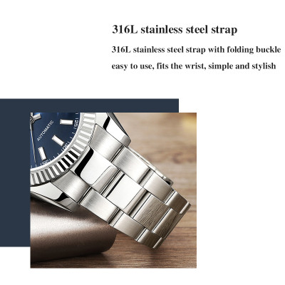 【START】đồng hồ cơ tự động nam chống nước dạ quang đồng hồ kim loại chức năng ngày
