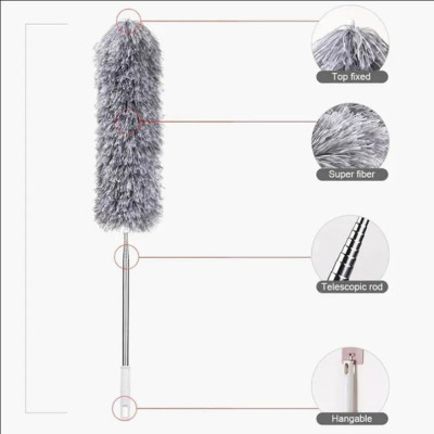 Chổi Lông Quét Trần Nhà Quét Bụi Mạng Nhện Trên Cao Uấn Dẻo Đồ Dài Co Giãn Lên Đến 2,8m Cán Inox Xoay 360
