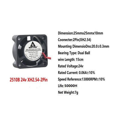 Gdstime 10 Pieces Dual Ball 25mm 2.5cm 25x25x10mm 24V DC Small Heatsinks Cooling Cooler Fan 25x25mm 2510