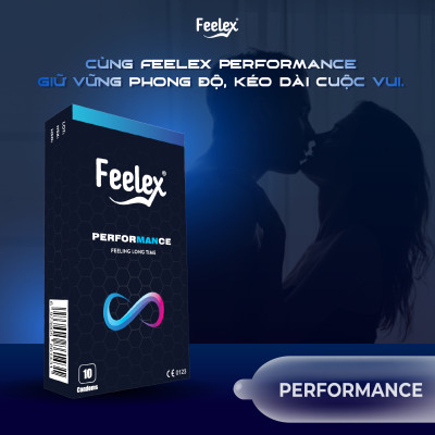 Bao cao su Feelex Performance siêu mỏng, kéo dài thời gian quan hệ - Hộp 10 bcs