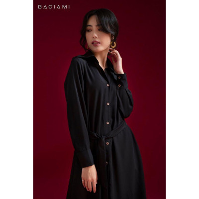 Baciami-Đầm Sơ Mi Tay Dài Phôm Rộng