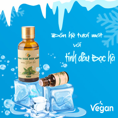 Tinh dầu Bạc Hà nguyên chất 3ml - Hoa Nén - Vegan - Thư giãn, Tập trung, mát lạnh sảng khoái