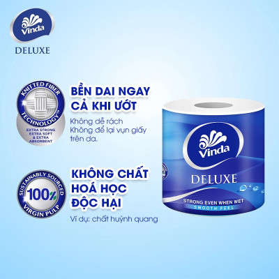 [MUA 1 LỐC GVS DELUXE TẶNG 1 CUỘN] Giấy vệ sinh cao cấp Vinda Deluxe 3 lớp (8 Cuộn)