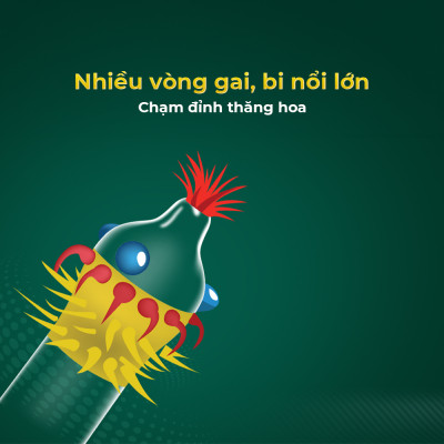 Bao cao su Shell Dino T-rex - 1 bao nhiều vòng gai, bi nổi lớn + 1 bao Shell Performax (Hộp 2 cái) | SHELL CHÍNH HÃNG