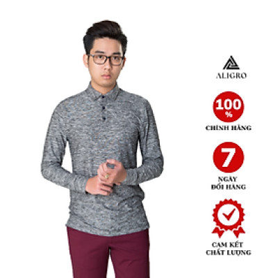 Áo thun dài tay nam xước màu xám đậm aligro ALGAPD020