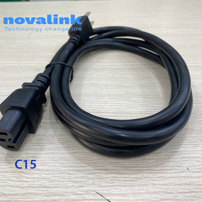 Dây nguồn C15 dài 2m Novalink NV-53002A | Dây nguồn 3 chấu cho UPS, PDU, server..13A-220/250V. Hàng chính hãng