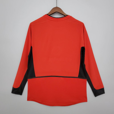 Áo Bóng Đá Retro Manchester United 2002 Dài Tay - Sân Nhà bản cao cấp vải Cotton Polyester