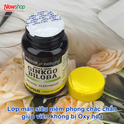 Ginkgo Biloba 125mg Mason Natural Hộp 60 viên giúp hoạt huyết dưỡng não giảm đau đầu chóng mặt