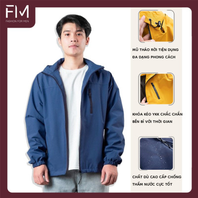 Áo khoác dù chống nắng nam, túi khóa kéo, nón có thể tách rời tiện lợi - FORMENSHOP - FMTHT050