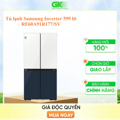 Tủ lạnh BESPOKE Multidoor Samsung Inverter 599L RF60A91R177/SV (Trắng/Xanh Navy)