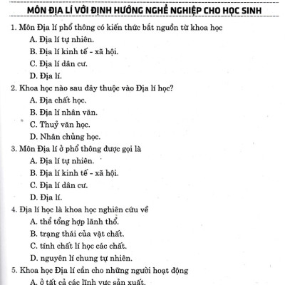 Trắc Nghiệm Địa Lí Lớp 10 (Dùng Chung Cho Các Bộ SGK Theo Chương Trình GDPT Mới)  - HA