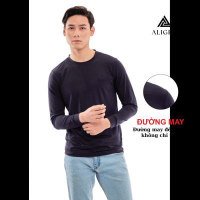 Áo Thun Nam Dài Tay Aligro Chất Liệu Cotton Cao Cấp, Siêu Mềm Mại, Dày Dặn, Cực Dễ Chịu, Thấm Hút Tốt ALGAPD062