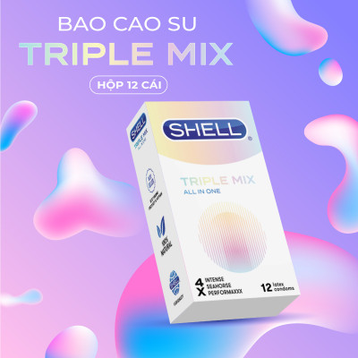 Bao cao su Shell Triple Mix siêu mỏng, mát lạnh, gân gai - Hộp 12 cái | SHELL CHÍNH HÃNG