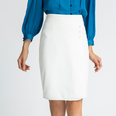 Chân Váy Ôm Công Sở Chân Váy Đắp Vạt Thời trang thiết kế Hity SKI029 (Trắng Kim Cương)