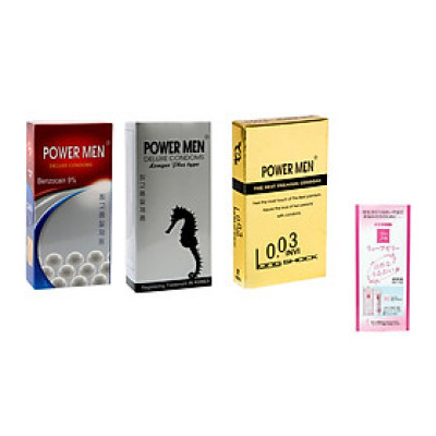 Combo 3 hộp bao cao su chống xuất tinh sớm Power Men - Tặng kèm gel Nhật - 100% Hàng Chính Hãng - Che tên sản phẩm