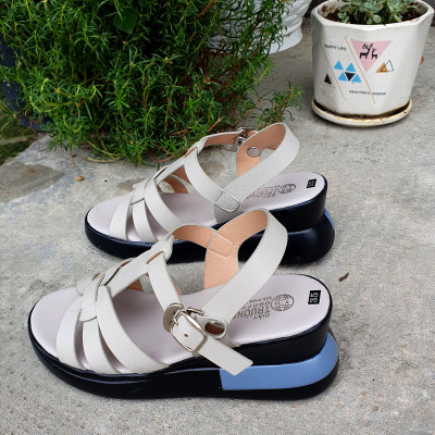 Giày sandal nữ đế xuồng 7cm Trường Hải 2 màu đen, xám thời trang nữ X160