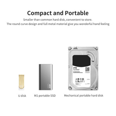 EAGET M1 Portable SSD Type-C USB3.1 512GB Portable Solid State Drive High Speed Metal Portable SSD