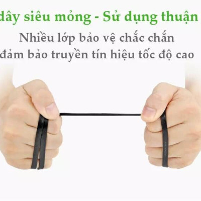 Ugreen UG50174NW102TK 2M màu Đen Cáp mạng LAN CAT6 dây dẹt - HÀNG CHÍNH HÃNG