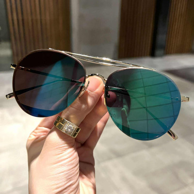 Kính râm nam nữ thời trang chống nắng Mắt xanh tráng gương form nhỏ sành điệu