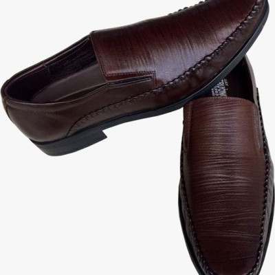 Giày tây nam Trường Hải da bò nâu cao 3cm đế cao su GT101