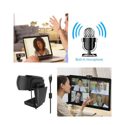 HXSJ Web Camera Computer Laptop Camera 1080P HD for Conference Video Call Live Streaming Noise-canceling Manual Zoom