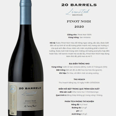 RƯỢU VANG ĐỎ CHILE 20 BARRELS LIMITED EDITION 