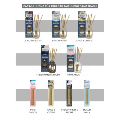 Refill Tinh dầu tán hương dạng thanh Yankee Candle - Beach Walk (gồm 5 thanh tán hương, không kèm lọ)