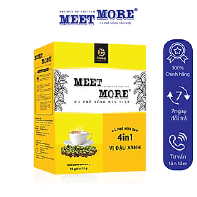 Hộp Cà Phê Hòa Tan 4in1 Meet More vị Đậu Xanh (15 GÓI*18G)